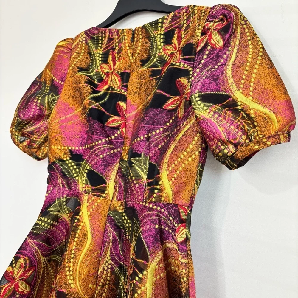 Tuckernuck babydoll square neck Puff short sleeves magenoto purple ankara blouse